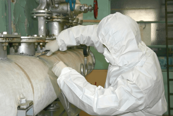 Taking an asbestos sample for testing or removal