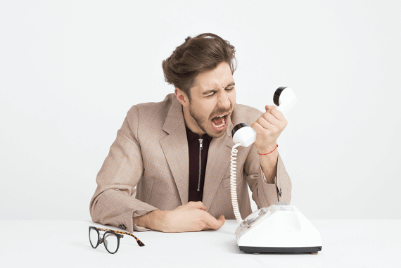 A narcissist manager shouting on the telephone