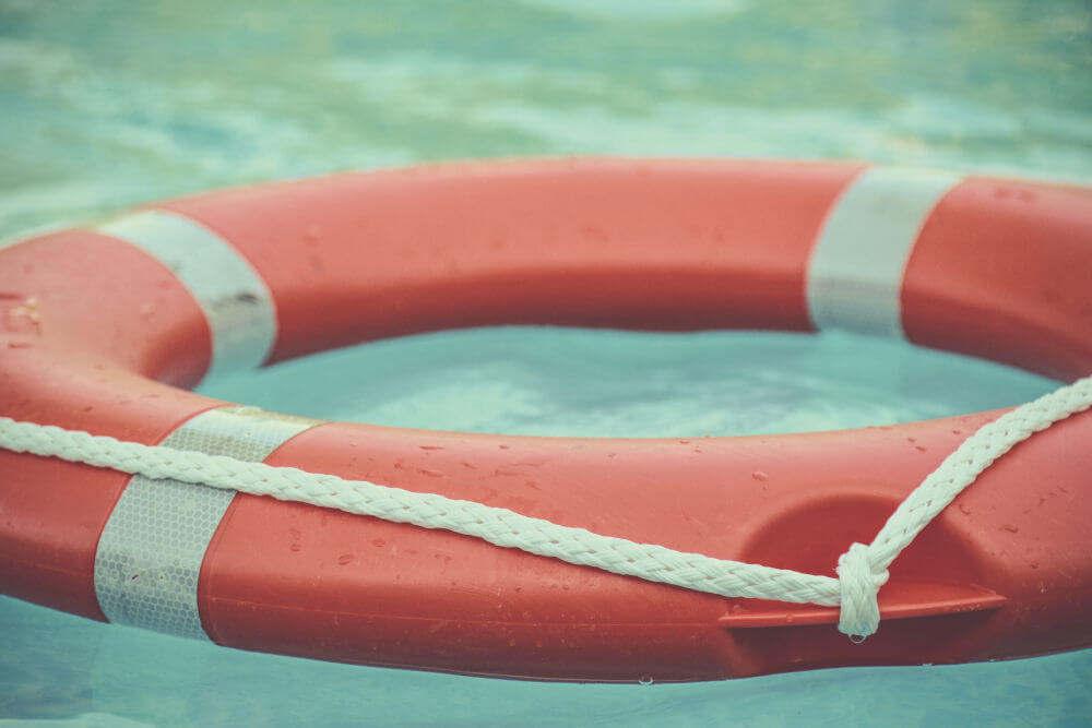 A life preserver ring in the water
