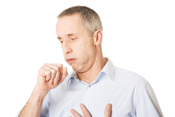 A man coughing with respiratory problems