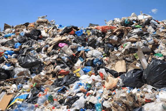 A massive pile of rubbish at a landfill site