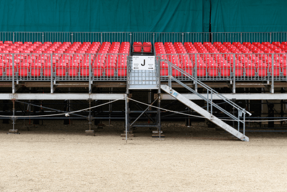 Temporary grandstand seating for an event