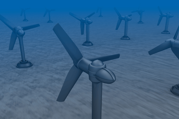 Tidal wave turbines on the sea floor