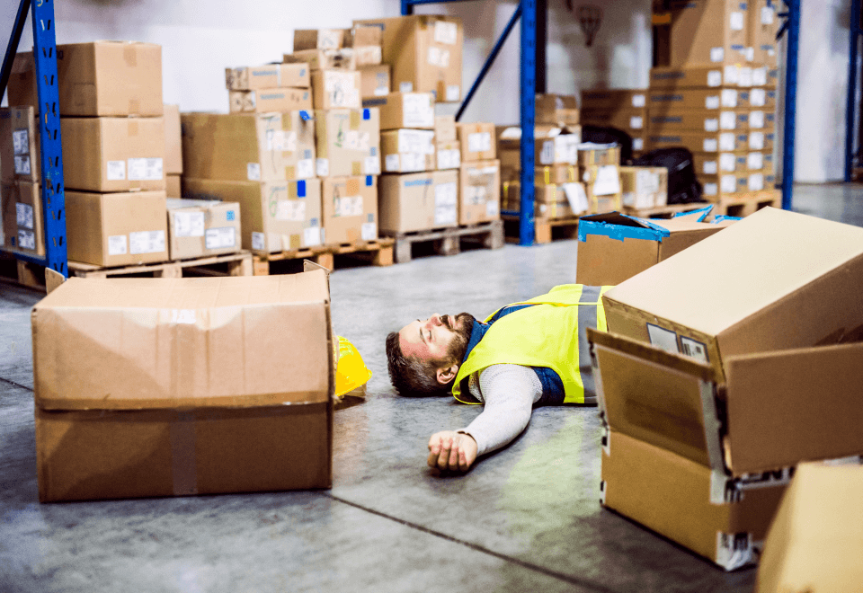 Warehouse worker health and safety accident